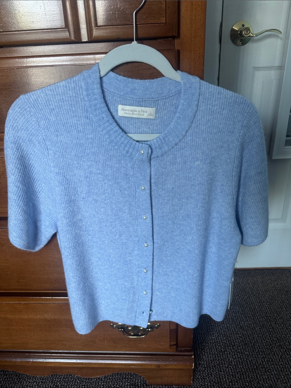 Abercrombie & Fitch Merino Wool Blend Short-Sleeve Cardigan
